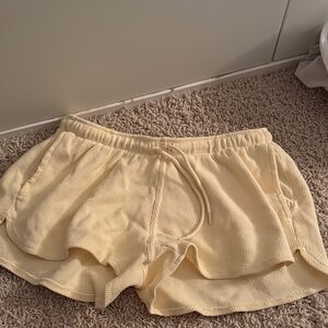 Brandy Melville Yellow waffle Shorts